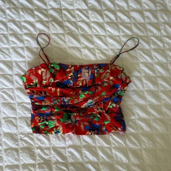 Zara floral printed ruched top - Picture 10 of 14